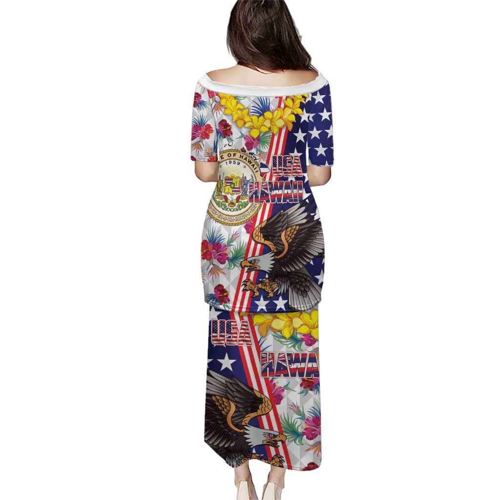 Hawaii and United States Together Puletasi Seal of Hawaii and Bald Eagle - Polynesian Pride