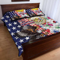 Hawaii and United States Together Quilt Bed Set Seal of Hawaii and Bald Eagle - Polynesian Pride