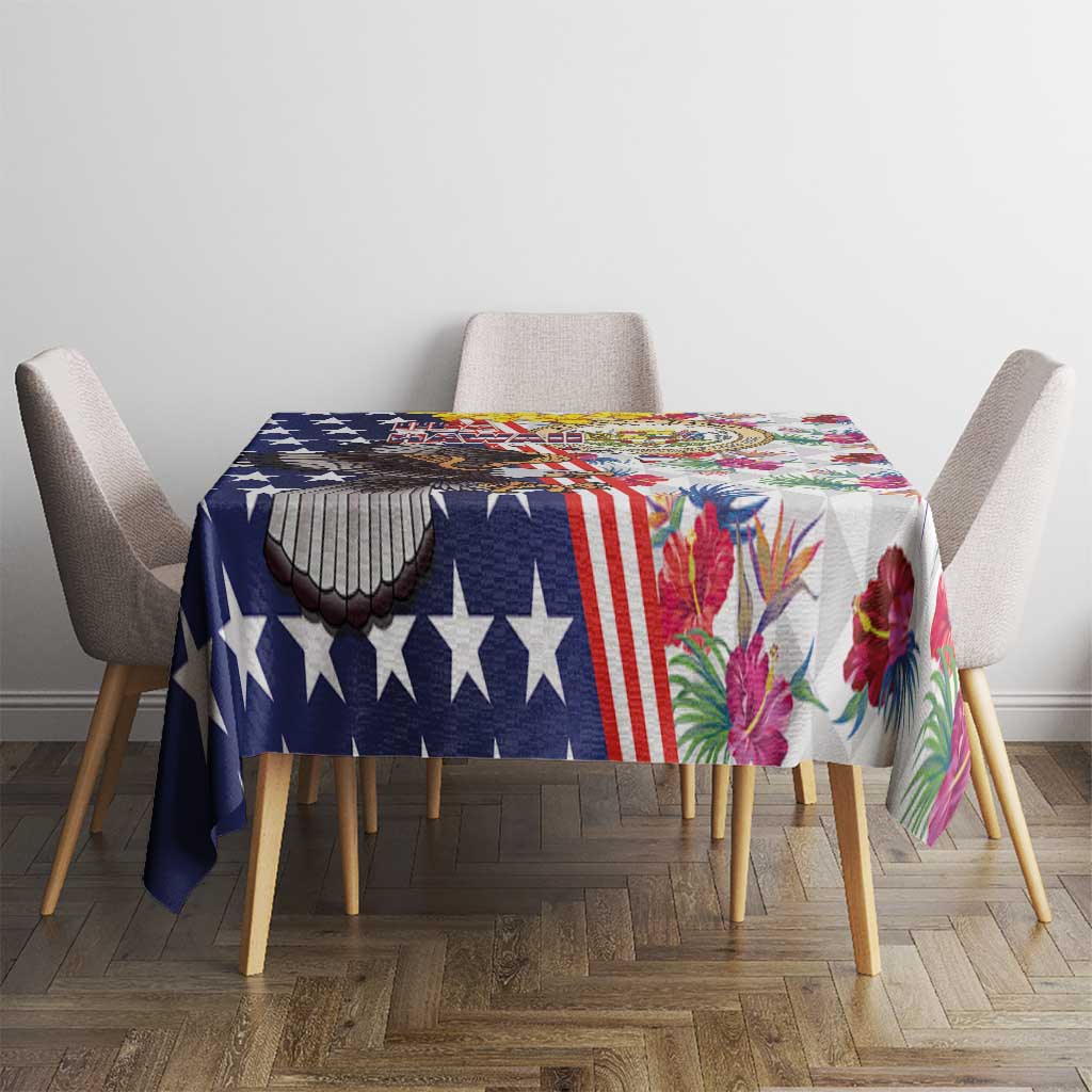 Hawaii and United States Together Tablecloth Seal of Hawaii and Bald Eagle - Polynesian Pride