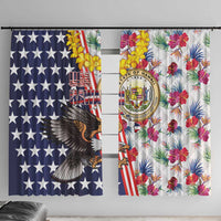 Hawaii and United States Together Window Curtain Seal of Hawaii and Bald Eagle - Polynesian Pride