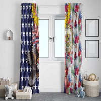 Hawaii and United States Together Window Curtain Seal of Hawaii and Bald Eagle - Polynesian Pride