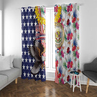 Hawaii and United States Together Window Curtain Seal of Hawaii and Bald Eagle - Polynesian Pride