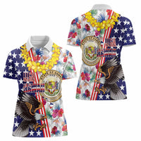 Hawaii and United States Together Women Polo Shirt Seal of Hawaii and Bald Eagle - Polynesian Pride