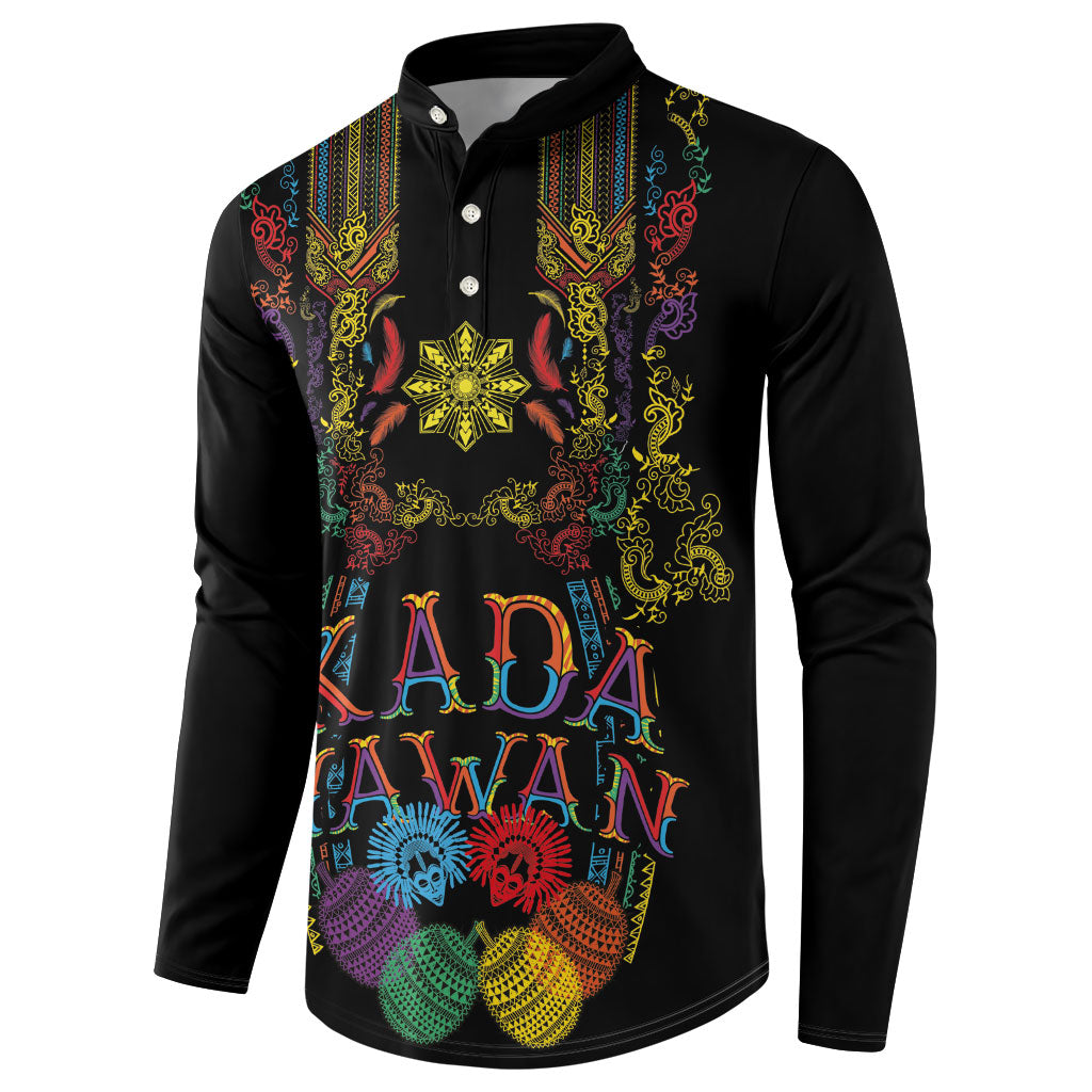 Philippines Kadayawan Festival Button Sweatshirt Polynesian Tribal Art Barong Style
