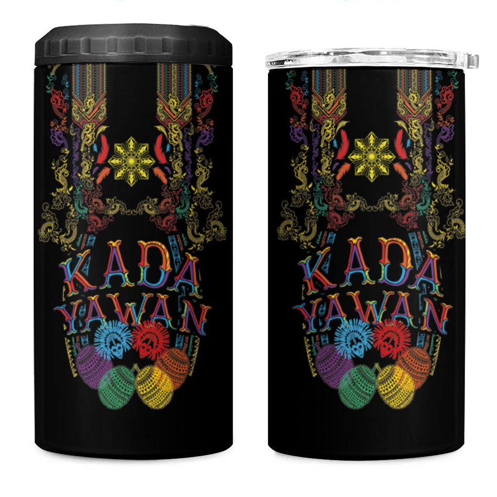 Philippines Kadayawan Festival 4 in 1 Can Cooler Tumbler Polynesian Tribal Art Barong Style LT03 One Size: 16 oz Black - Polynesian Pride