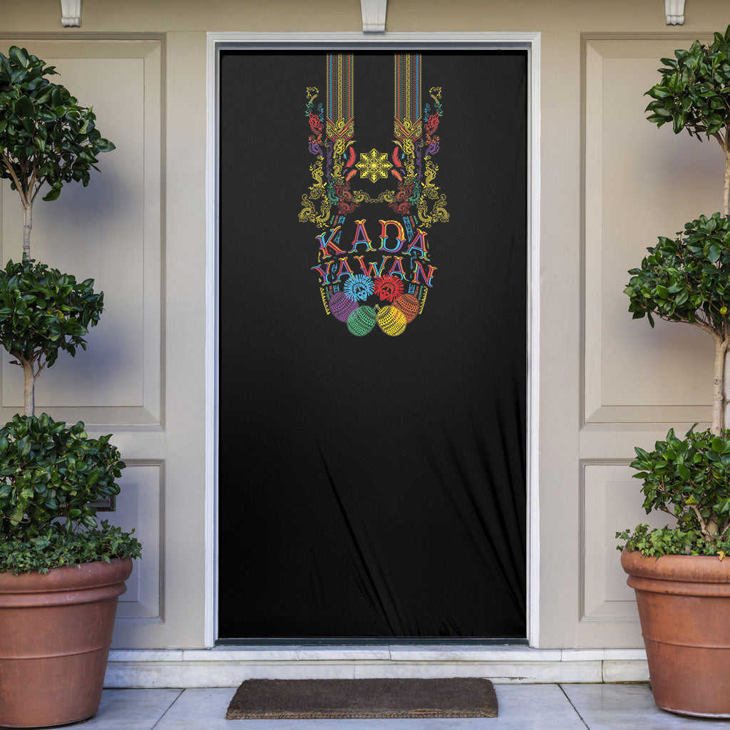 Philippines Kadayawan Festival Door Cover Polynesian Tribal Art Barong Style LT03 Black - Polynesian Pride