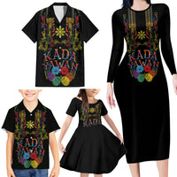 Philippines Kadayawan Festival Family Matching Long Sleeve Bodycon Dress and Hawaiian Shirt Polynesian Tribal Art Barong Style