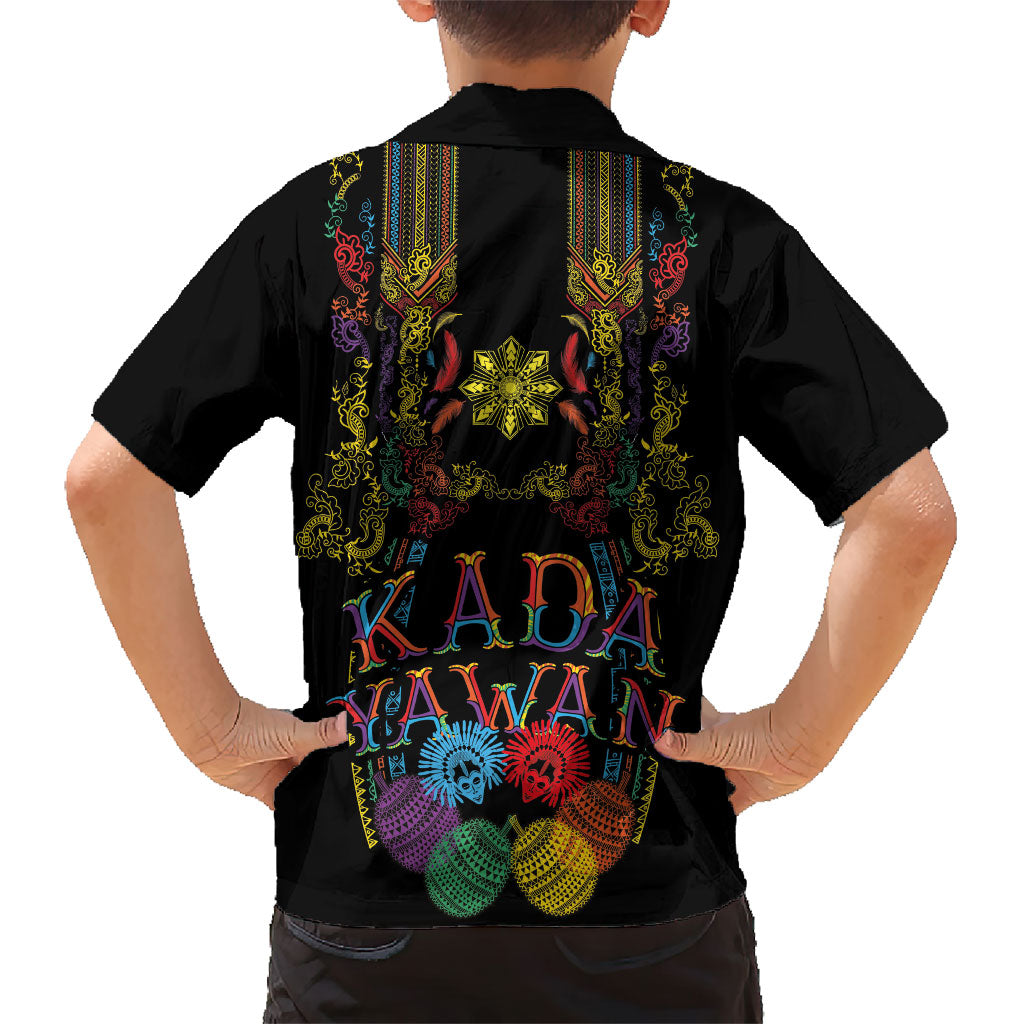 Philippines Kadayawan Festival Family Matching Off The Shoulder Long Sleeve Dress and Hawaiian Shirt Polynesian Tribal Art Barong Style