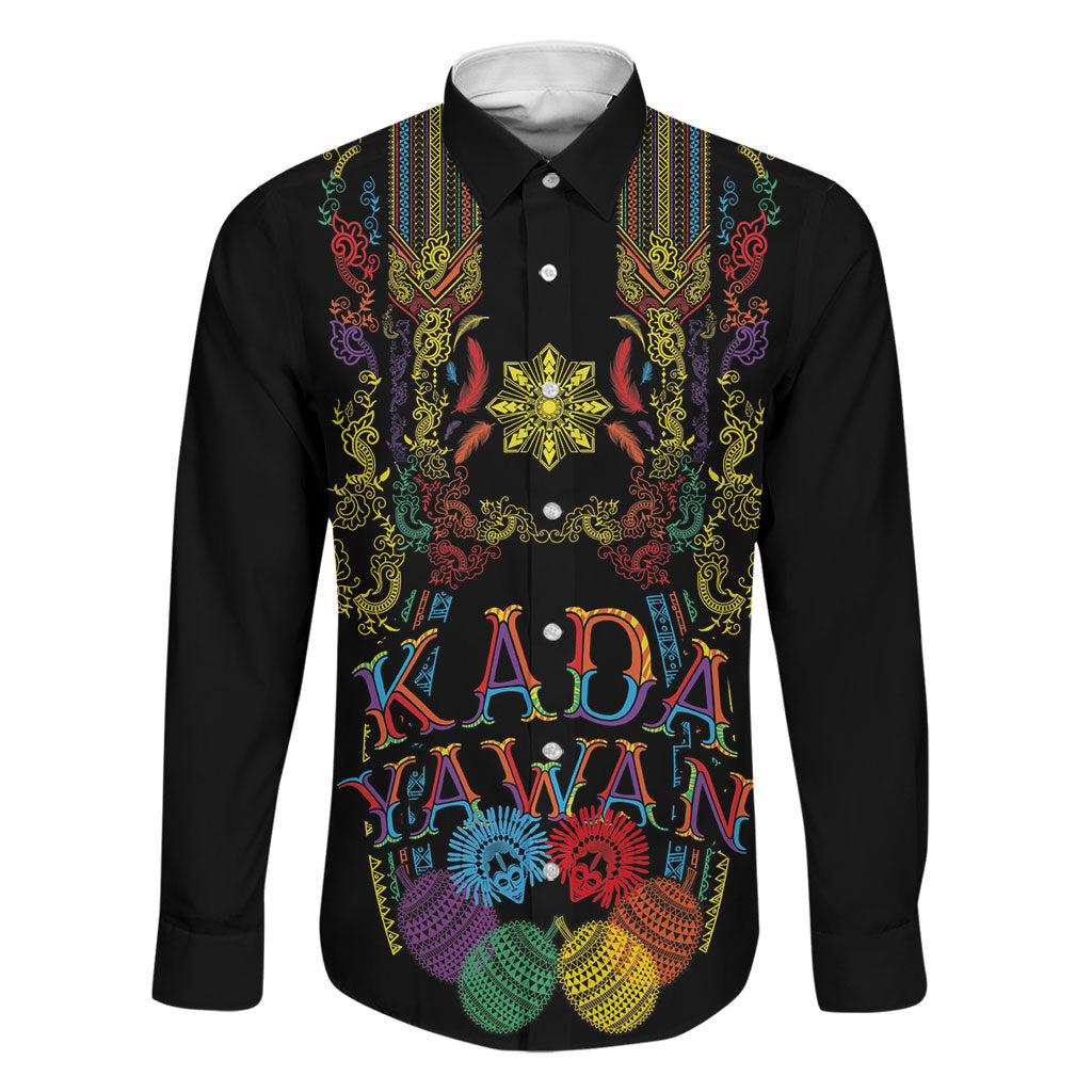 Philippines Kadayawan Festival Family Matching Off The Shoulder Long Sleeve Dress and Hawaiian Shirt Polynesian Tribal Art Barong Style