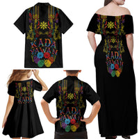 Philippines Kadayawan Festival Family Matching Off Shoulder Maxi Dress and Hawaiian Shirt Polynesian Tribal Art Barong Style
