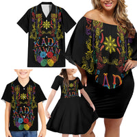 Philippines Kadayawan Festival Family Matching Off Shoulder Short Dress and Hawaiian Shirt Polynesian Tribal Art Barong Style