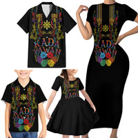 Philippines Kadayawan Festival Family Matching Short Sleeve Bodycon Dress and Hawaiian Shirt Polynesian Tribal Art Barong Style
