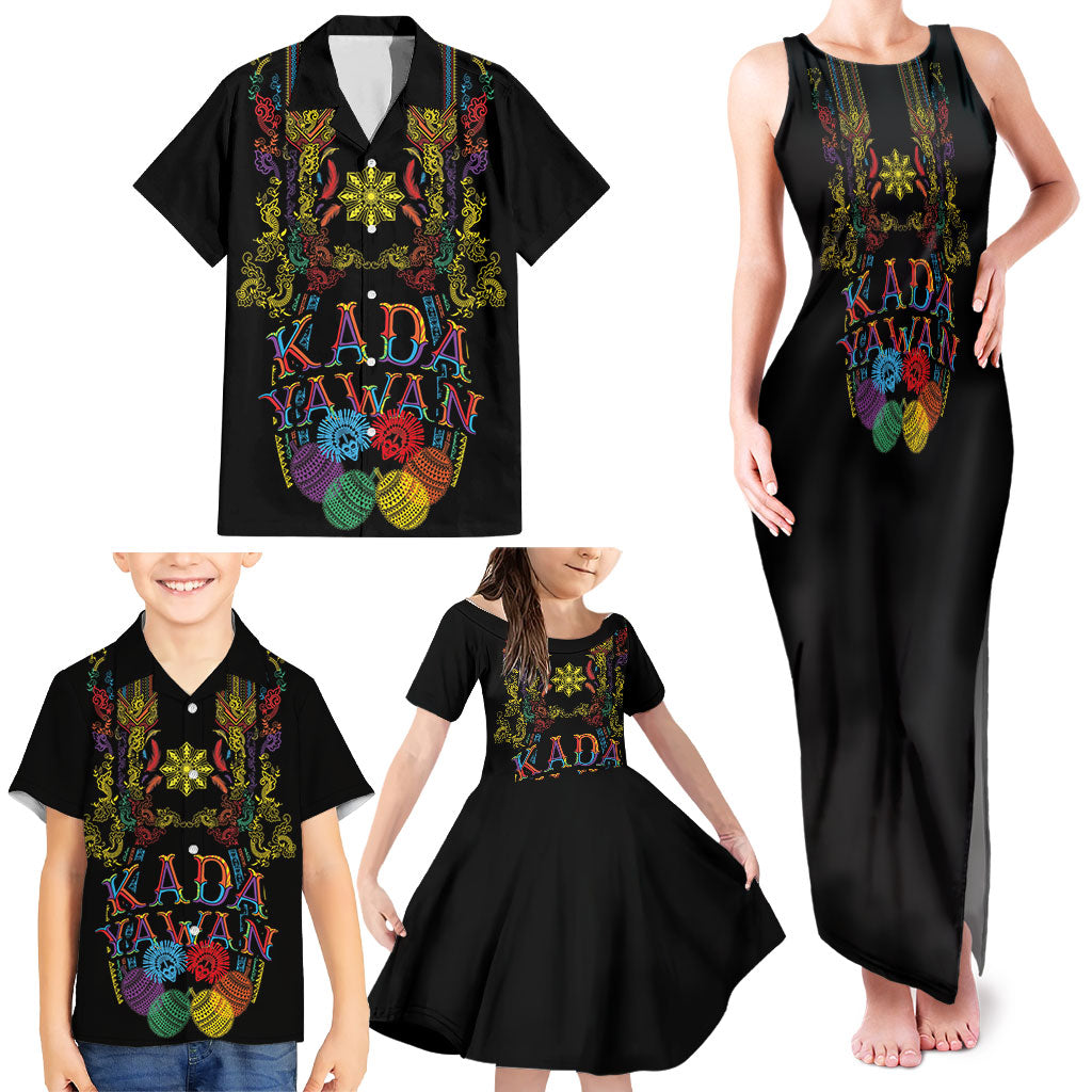Philippines Kadayawan Festival Family Matching Tank Maxi Dress and Hawaiian Shirt Polynesian Tribal Art Barong Style LT03 - Polynesian Pride