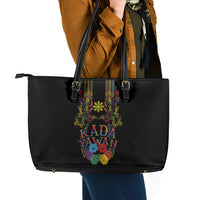 Philippines Kadayawan Festival Leather Tote Bag Polynesian Tribal Art Barong Style