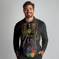 Philippines Kadayawan Festival Long Sleeve Polo Shirt Polynesian Tribal Art Barong Style