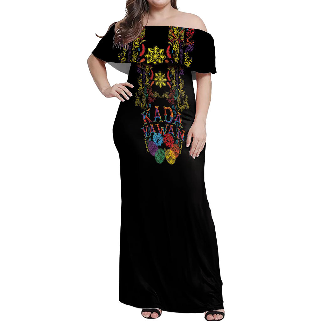 Philippines Kadayawan Festival Off Shoulder Maxi Dress Polynesian Tribal Art Barong Style