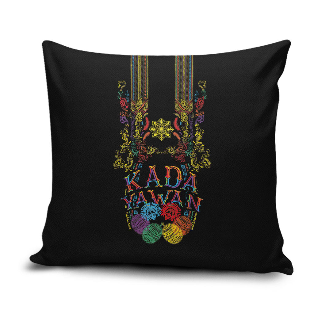 Philippines Kadayawan Festival Pillow Cover Polynesian Tribal Art Barong Style LT03 Black - Polynesian Pride