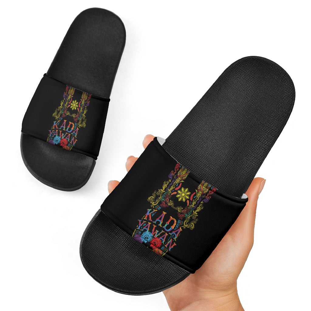 Philippines Kadayawan Festival Slide Sandals Polynesian Tribal Art Barong Style