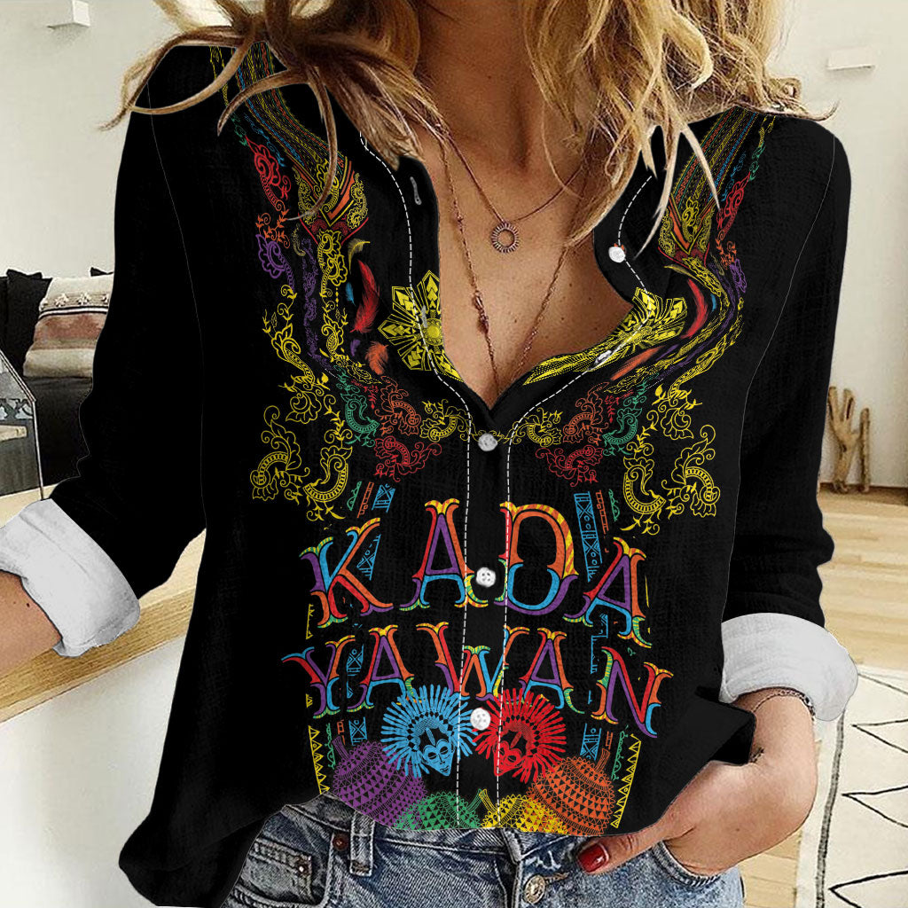 Philippines Kadayawan Festival Women Casual Shirt Polynesian Tribal Art Barong Style