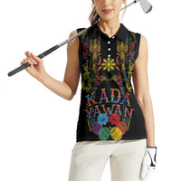 Philippines Kadayawan Festival Women Sleeveless Polo Shirt Polynesian Tribal Art Barong Style