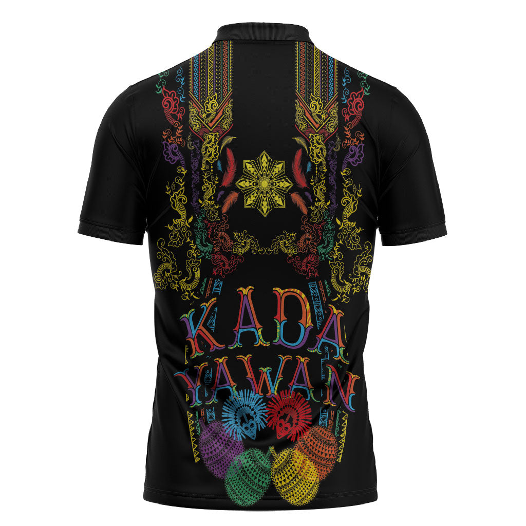 Philippines Kadayawan Festival Zipper Polo Shirt Polynesian Tribal Art Barong Style