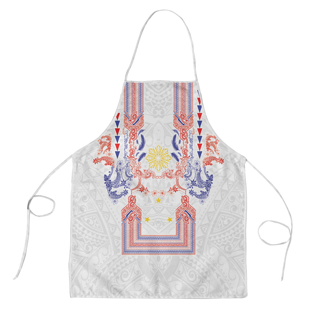 Philippines Barong Style Apron Polynesian Kakau Art Tattoos with Tribal Filipino Sun LT03 White - Polynesian Pride