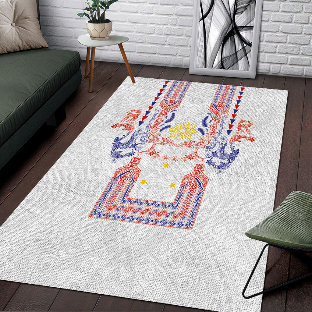 Philippines Barong Style Area Rug Polynesian Kakau Art Tattoos with Tribal Filipino Sun