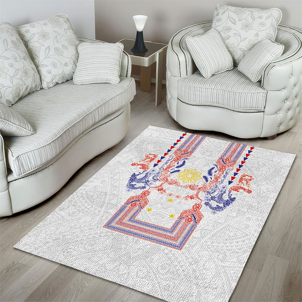 Philippines Barong Style Area Rug Polynesian Kakau Art Tattoos with Tribal Filipino Sun