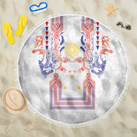Philippines Barong Style Beach Blanket Polynesian Kakau Art Tattoos with Tribal Filipino Sun