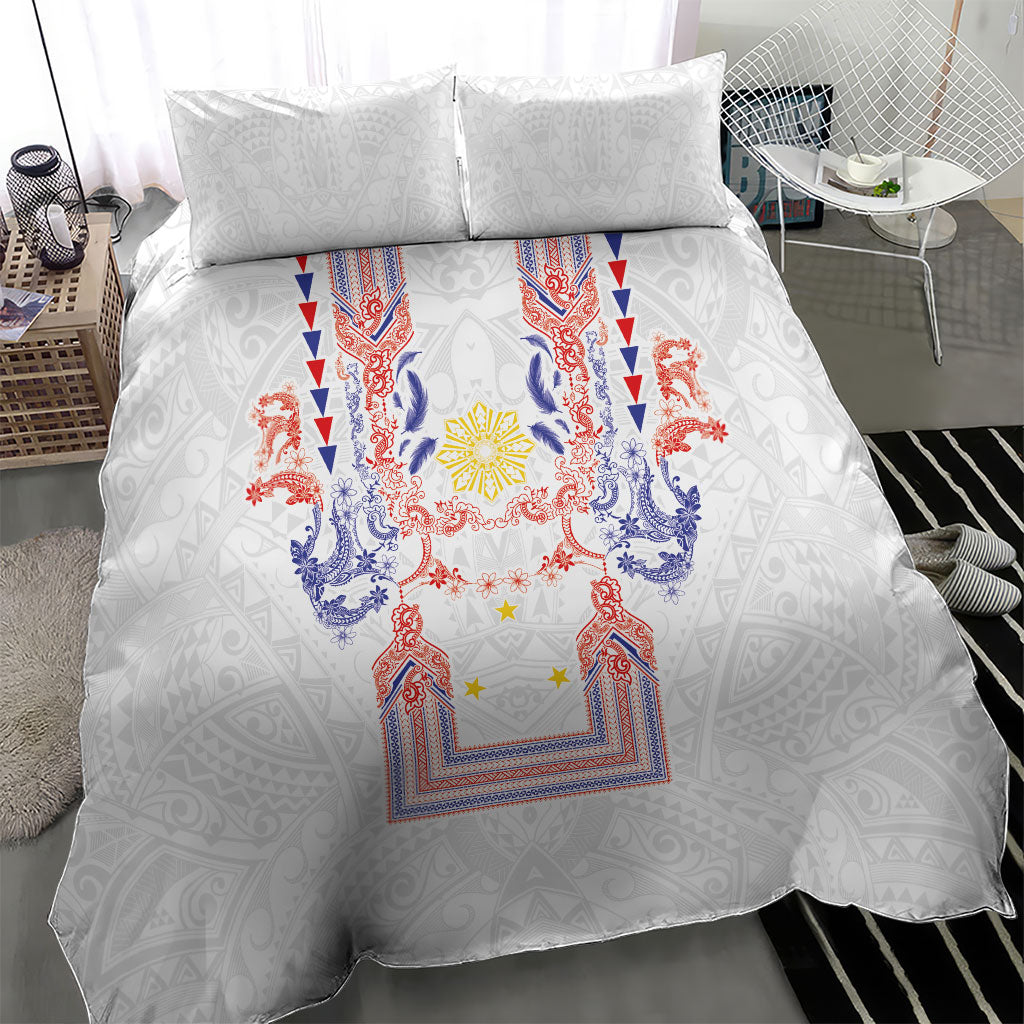 Philippines Barong Style Bedding Set Polynesian Kakau Art Tattoos with Tribal Filipino Sun