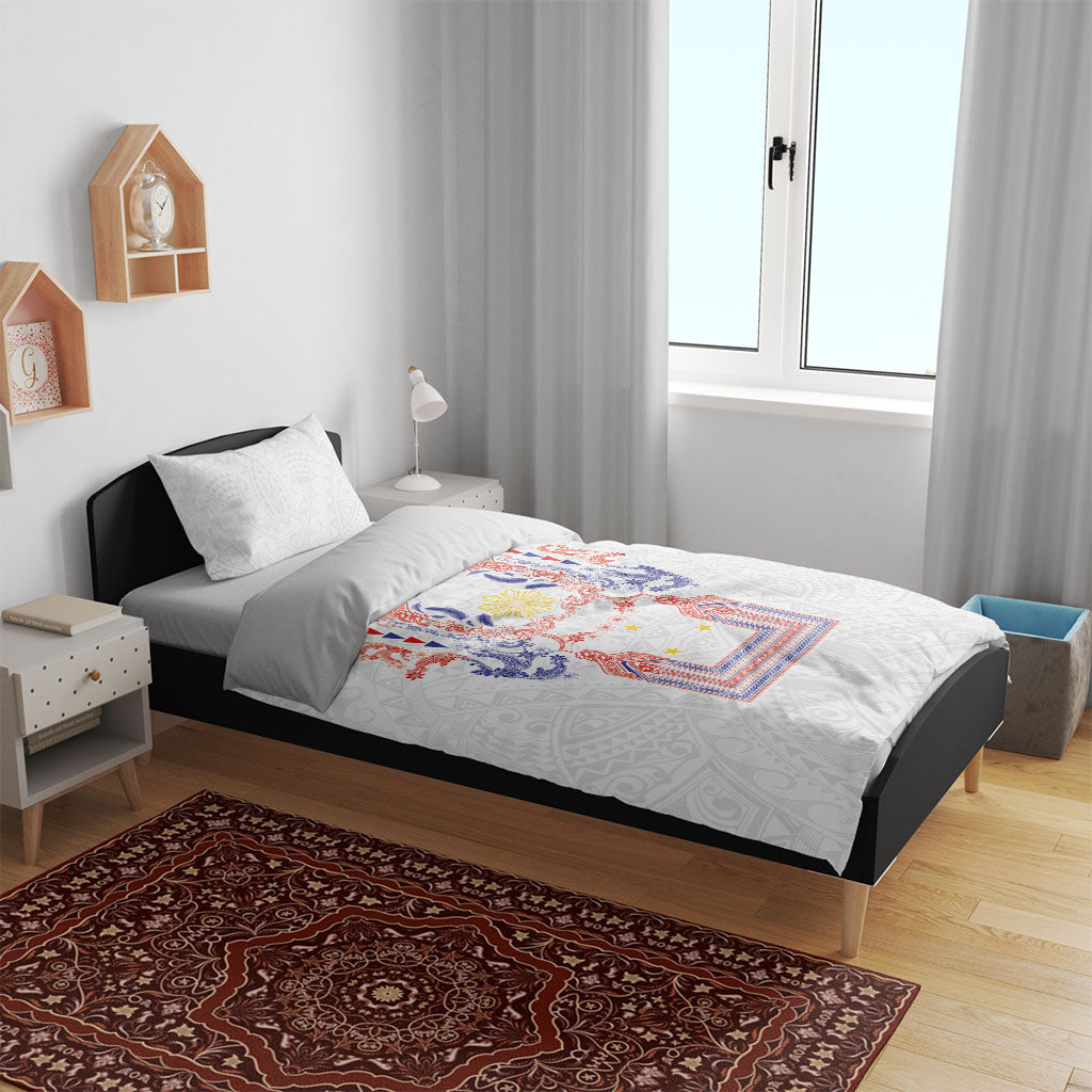 Philippines Barong Style Bedding Set Polynesian Kakau Art Tattoos with Tribal Filipino Sun