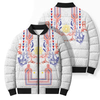 Philippines Barong Style Bomber Puffer Jacket Polynesian Kakau Art Tattoos with Tribal Filipino Sun
