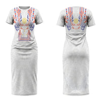 Philippines Barong Style Couples Matching Short Sleeve Bodycon Dress and Hawaiian Shirt Polynesian Kakau Art Tattoos with Tribal Filipino Sun LT03 - Polynesian Pride
