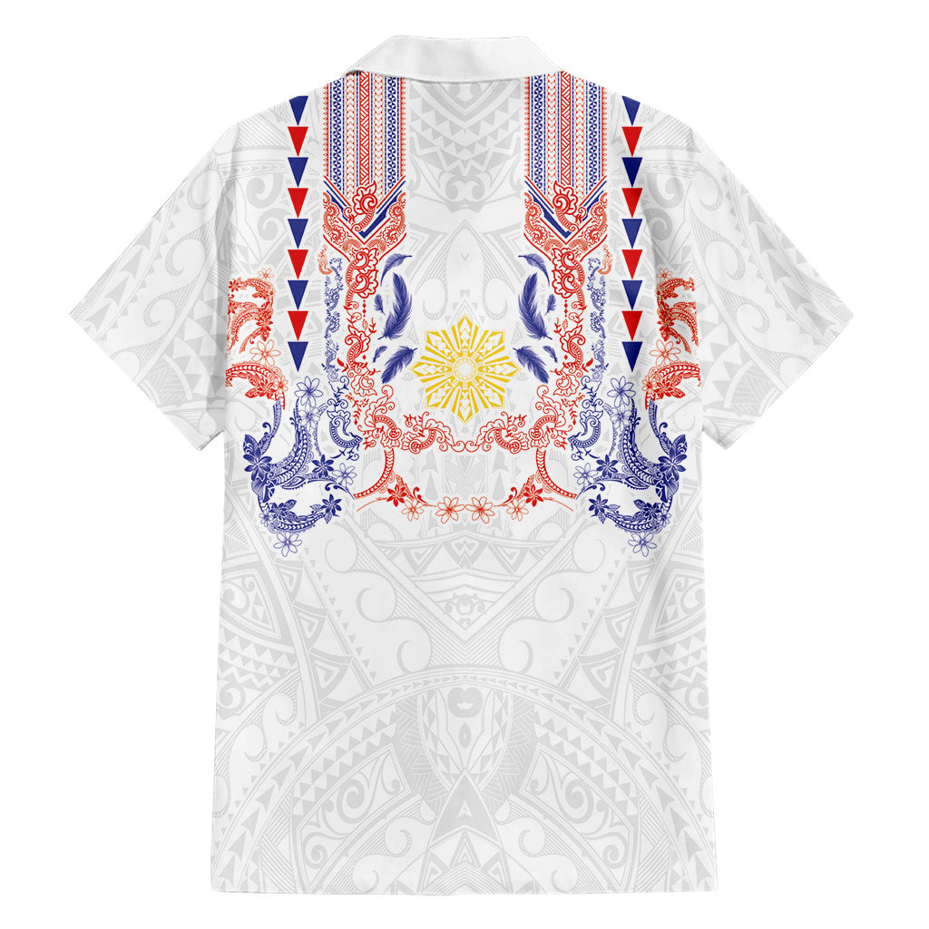 Philippines Barong Style Family Matching Mermaid Dress and Hawaiian Shirt Polynesian Kakau Art Tattoos with Tribal Filipino Sun