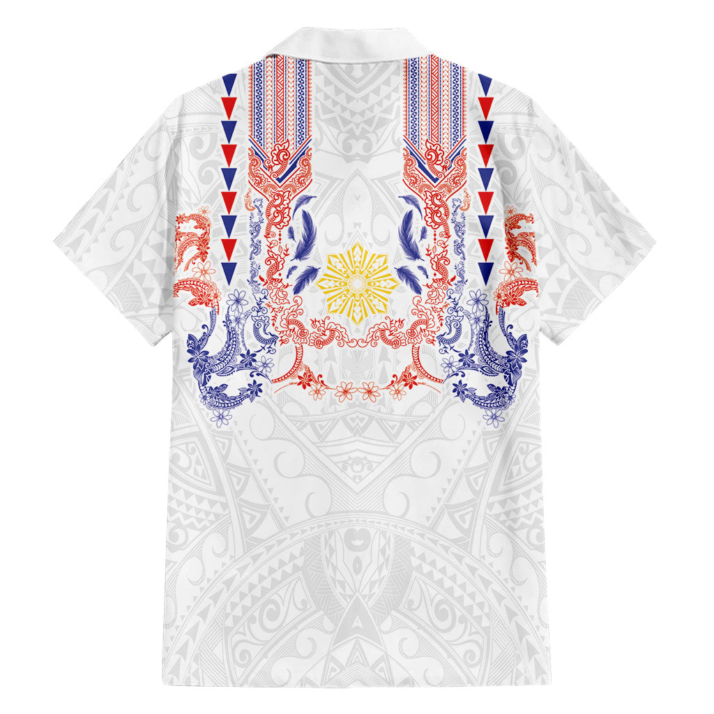 Philippines Barong Style Family Matching Off Shoulder Maxi Dress and Hawaiian Shirt Polynesian Kakau Art Tattoos with Tribal Filipino Sun
