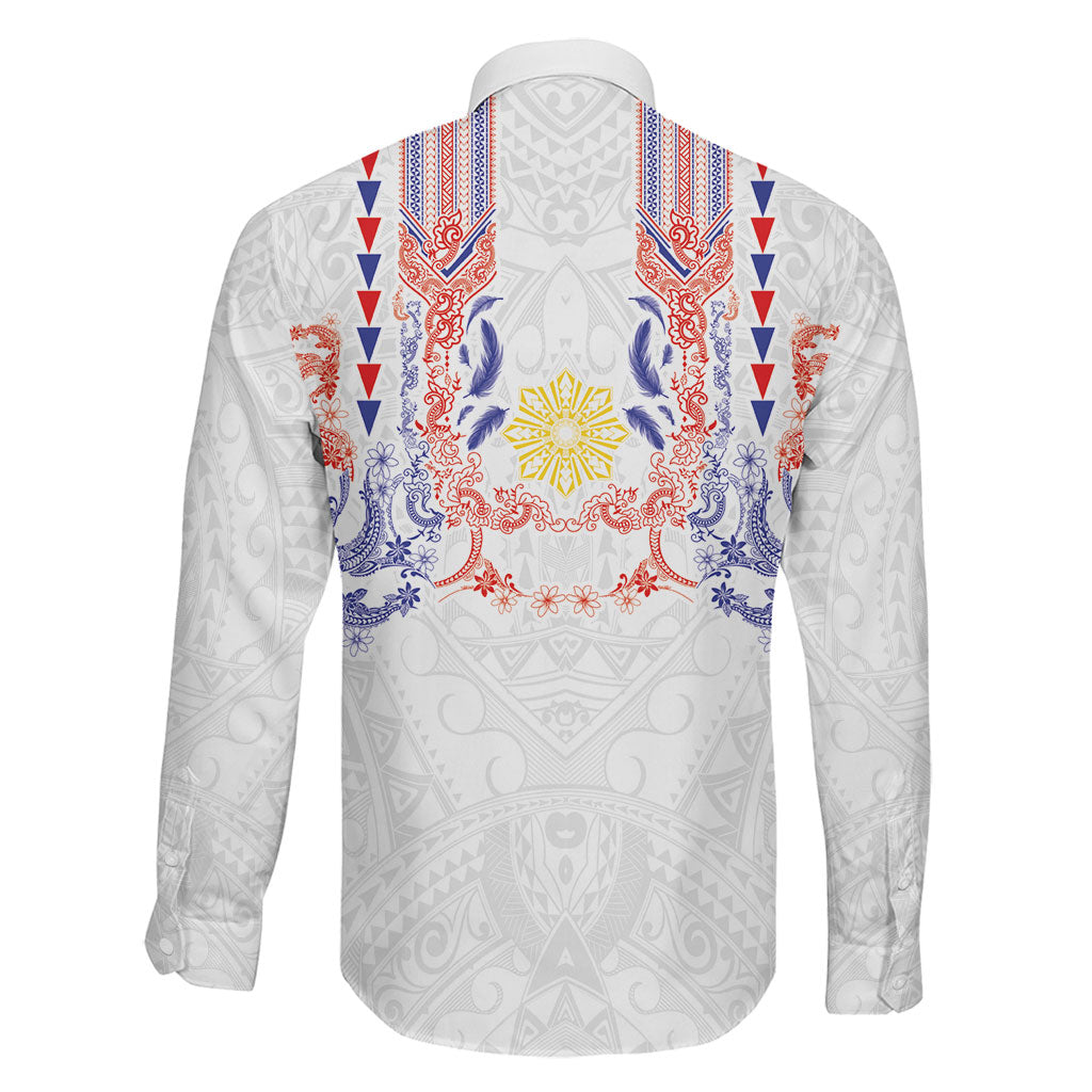 Philippines Barong Style Family Matching Off Shoulder Maxi Dress and Hawaiian Shirt Polynesian Kakau Art Tattoos with Tribal Filipino Sun