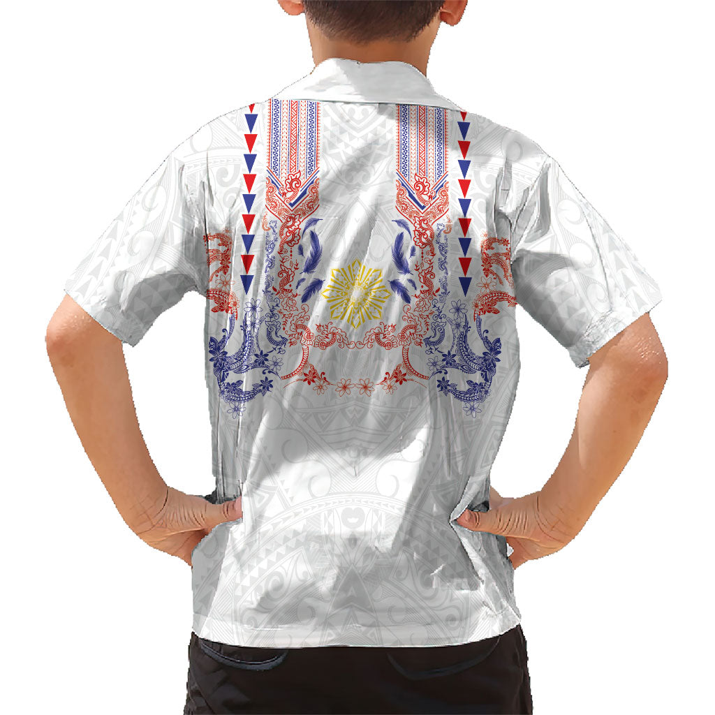 Philippines Barong Style Family Matching Summer Maxi Dress and Hawaiian Shirt Polynesian Kakau Art Tattoos with Tribal Filipino Sun
