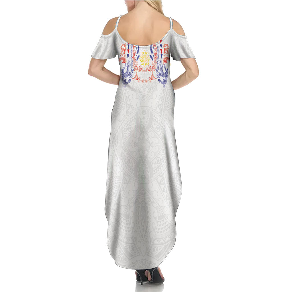 Philippines Barong Style Family Matching Summer Maxi Dress and Hawaiian Shirt Polynesian Kakau Art Tattoos with Tribal Filipino Sun