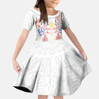 Philippines Barong Style Family Matching Tank Maxi Dress and Hawaiian Shirt Polynesian Kakau Art Tattoos with Tribal Filipino Sun