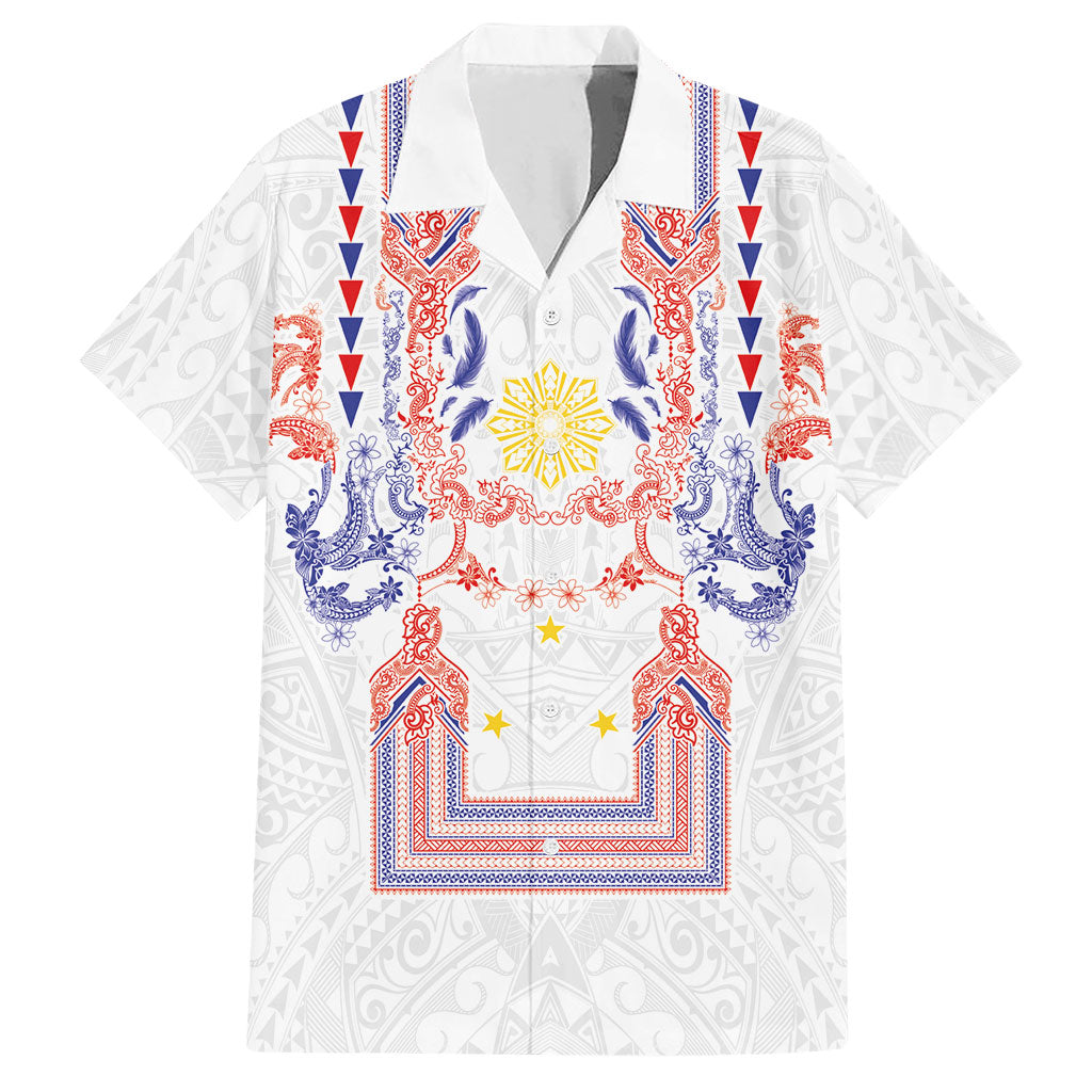 Philippines Barong Style Hawaiian Shirt Polynesian Kakau Art Tattoos with Tribal Filipino Sun