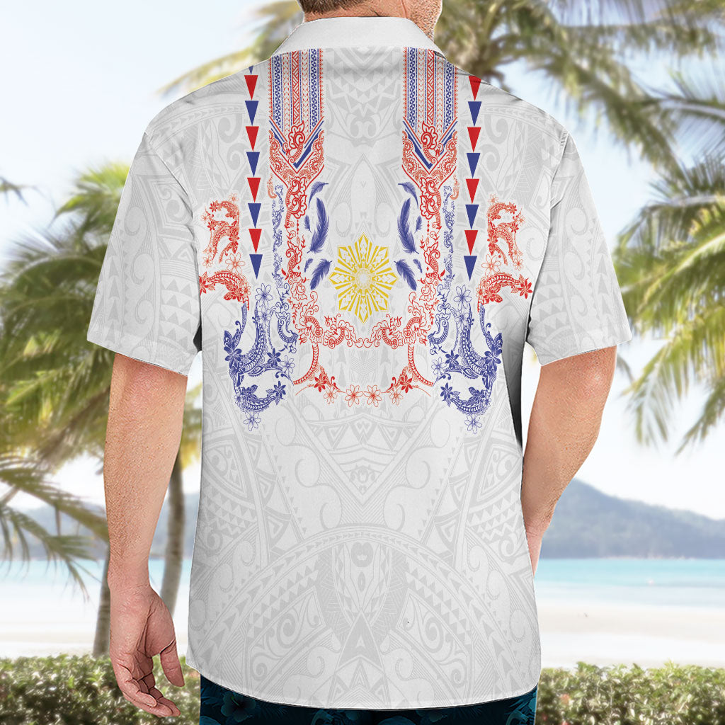 Philippines Barong Style Hawaiian Shirt Polynesian Kakau Art Tattoos with Tribal Filipino Sun