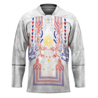 Philippines Barong Style Hockey Jersey Polynesian Kakau Art Tattoos with Tribal Filipino Sun