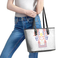 Philippines Barong Style Leather Tote Bag Polynesian Kakau Art Tattoos with Tribal Filipino Sun
