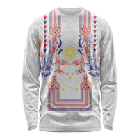 Philippines Barong Style Long Sleeve Shirt Polynesian Kakau Art Tattoos with Tribal Filipino Sun