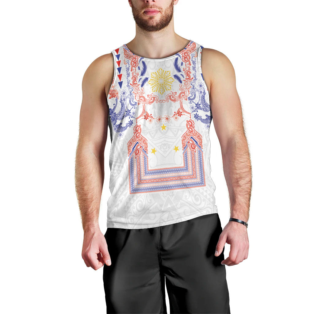 Philippines Barong Style Men Tank Top Polynesian Kakau Art Tattoos with Tribal Filipino Sun