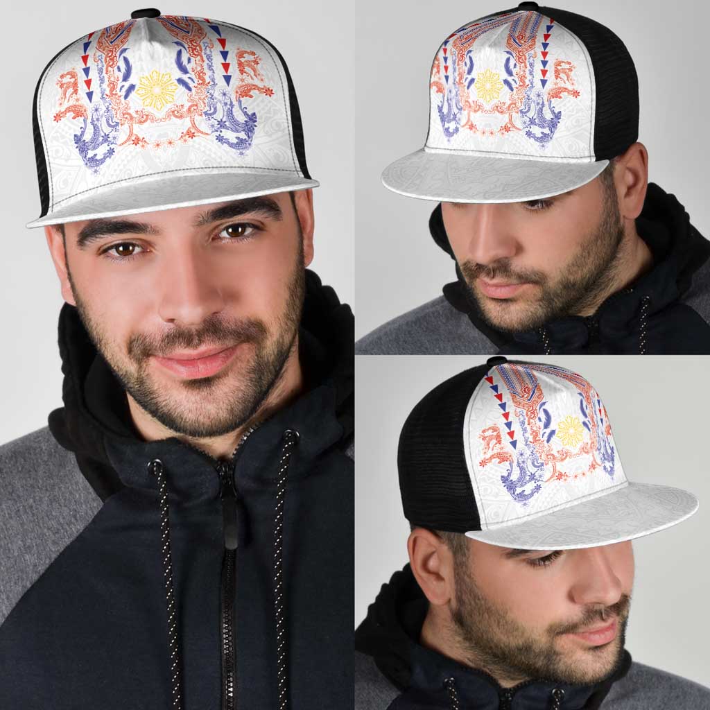 Philippines Barong Style Mesh Trucker Cap Polynesian Kakau Art Tattoos with Tribal Filipino Sun