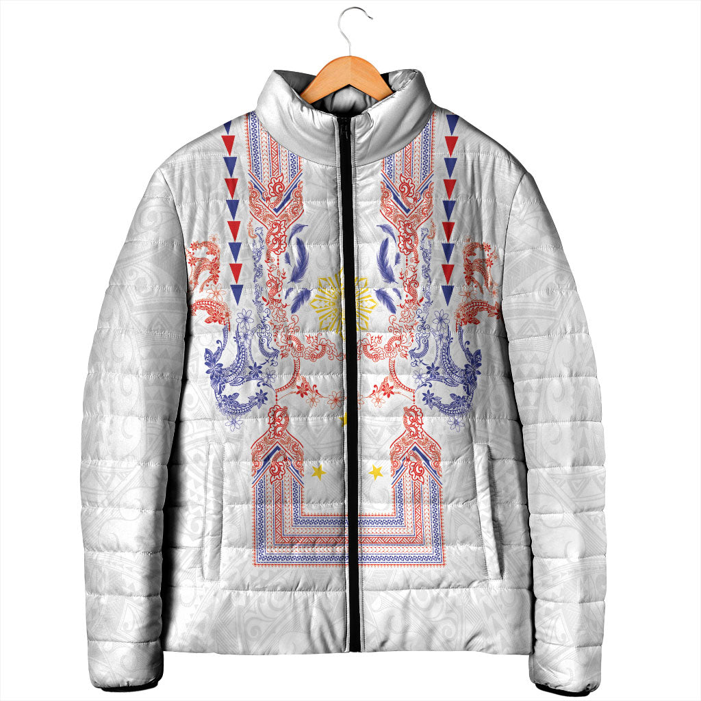 Philippines Barong Style Padded Jacket Polynesian Kakau Art Tattoos with Tribal Filipino Sun
