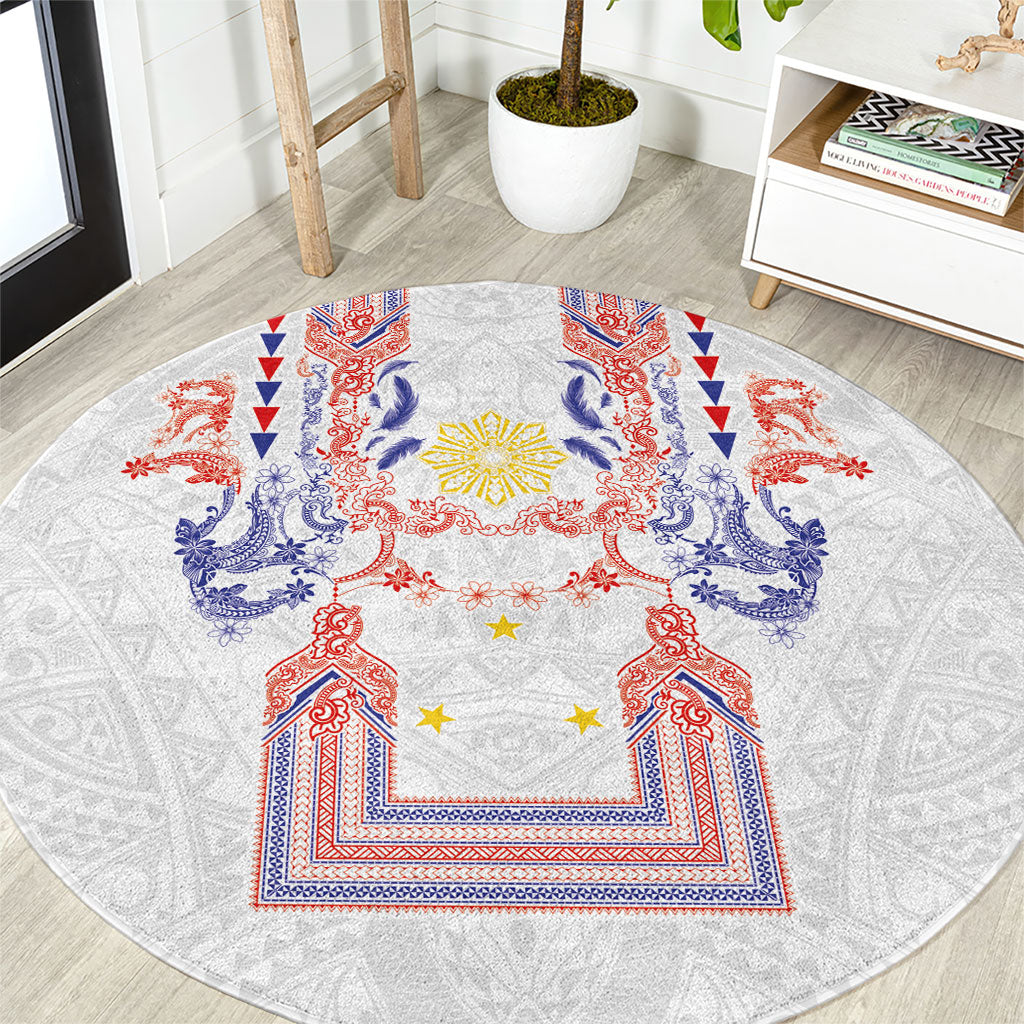 Philippines Barong Style Round Carpet Polynesian Kakau Art Tattoos with Tribal Filipino Sun