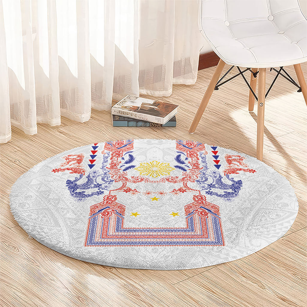 Philippines Barong Style Round Carpet Polynesian Kakau Art Tattoos with Tribal Filipino Sun