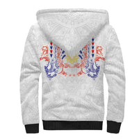 Philippines Barong Style Sherpa Hoodie Polynesian Kakau Art Tattoos with Tribal Filipino Sun